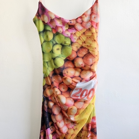 New Zara Fruit Mesh Spaghetti Strap Maxi Dress NWT Small - Picture 14 of 17